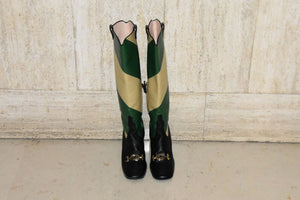 Gucci ZUMMI GG HORSEBIT STRIPED KNEE-HIGH BOOTS