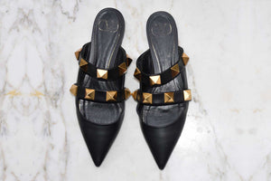 VALENTINO ROMAN STUD LEATHER SLIPPERS
