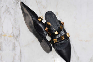VALENTINO ROMAN STUD LEATHER SLIPPERS
