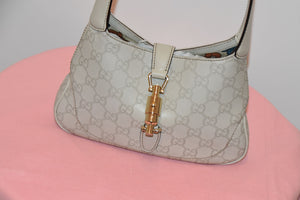 GUCCI WHITE GUCCISSIMA LEATHER JACKIE O BOUVIER MEDIUM HOBO