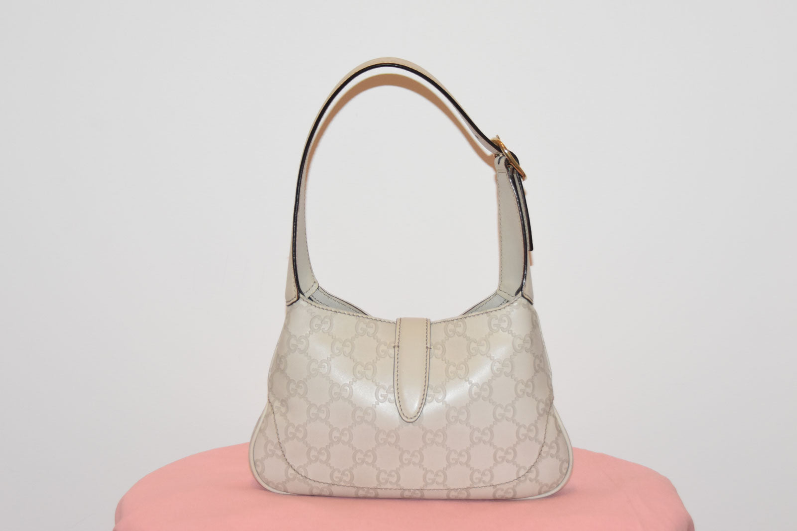 GUCCI WHITE GUCCISSIMA LEATHER JACKIE O BOUVIER MEDIUM HOBO