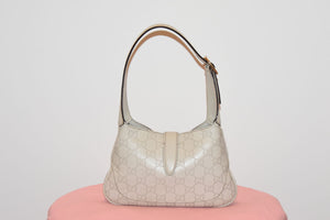 GUCCI WHITE GUCCISSIMA LEATHER JACKIE O BOUVIER MEDIUM HOBO
