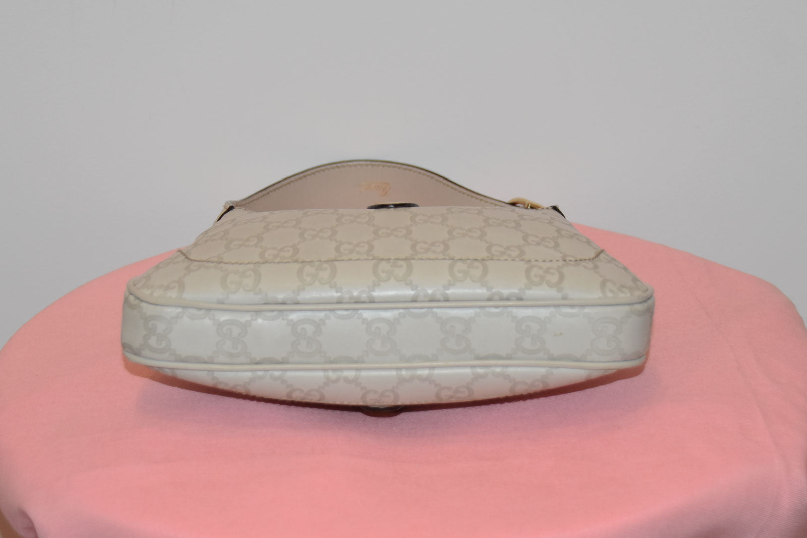 GUCCI WHITE GUCCISSIMA LEATHER JACKIE O BOUVIER MEDIUM HOBO