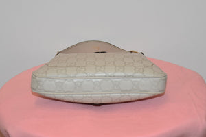 GUCCI WHITE GUCCISSIMA LEATHER JACKIE O BOUVIER MEDIUM HOBO