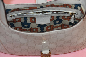 GUCCI WHITE GUCCISSIMA LEATHER JACKIE O BOUVIER MEDIUM HOBO