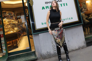 PACO RABANNE MIRROR EFFECT SEQUIN ASIMETRIC SKIRT